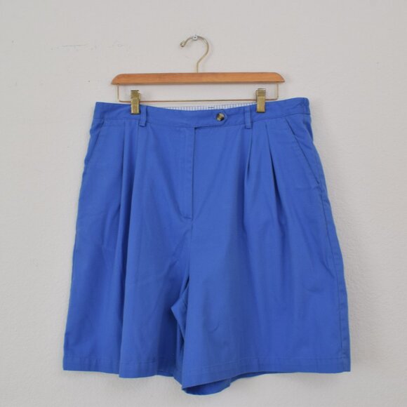 Vintage Plus-Size 90s Karen Scott Blue Pleated Shorts size 18 | 36 waist - Picture 5 of 10